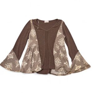 Sugarfox Aztec Babydoll Bell Sleeve Blouse Top Women’s 1X Boho Western Spring